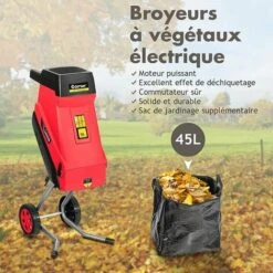 GOPLUS 45L Broyeur Végétaux Et Branches, Broyeur électrique Silencieux 2400W, Largeur De Coupe 45mm Avec Lame De Haute Qualité Et Bac De Collecte Pour Jardin Et Terres Agricoles -Broyeur Magasin 48930831 3