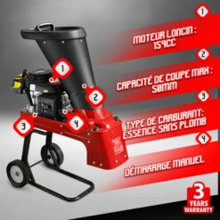ELEM GARDEN TECHNIC Broyeur De Végétaux 159CC - 50mm Max -Broyeur Magasin 4986360 2