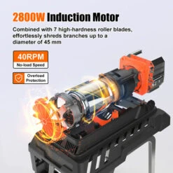 JMAX TS-WS1 Broyeur De Végétaux électrique 2800W 45mm 55L -Broyeur Magasin 53551032 5