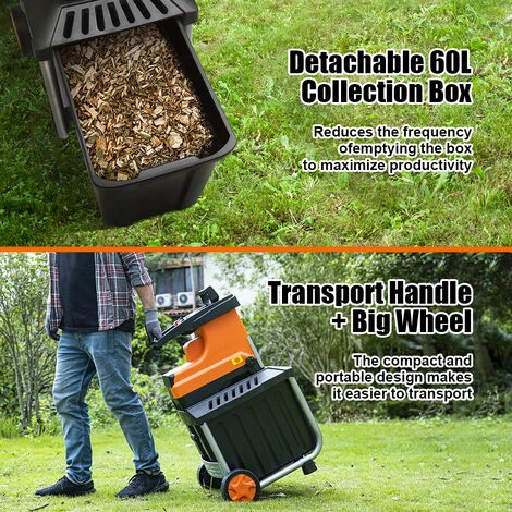 JMAX TS-WS2 Broyeur De Végétaux électrique 2800W 45mm 60L 5 JMAX TS-WS2 Broyeur De Végétaux électrique 2800W 45mm 60L – Image 3