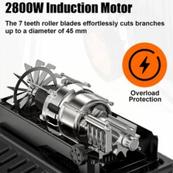 TOPSHAK WS2 Broyeur De Jardin électrique 2800W Déchiqueteuse à Bois 45MM Diamètre De Coupe Maximum 60L Broyeur De Branche De Plante Avec Roues -Broyeur Magasin 63645907 3