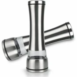 PESCE 2 Pcs Moulin À Sel Et À Poivre Moulin Broyeur Réglable Moulin En Céramique Mécanisme 304 En Acier Inoxydable Brossé Acrylique Corps Sel Et Poivre Shakers Pour Sel, Poivre, Herbes Séchées, Épices